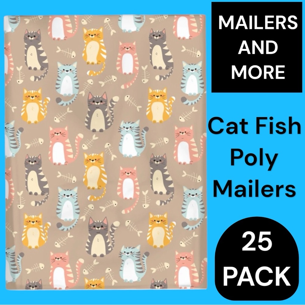 25 10X13 Poly Mailers, Cats and Fish Bones Shipping Envelopes PRICE IS FIRM - Picture 5 of 8